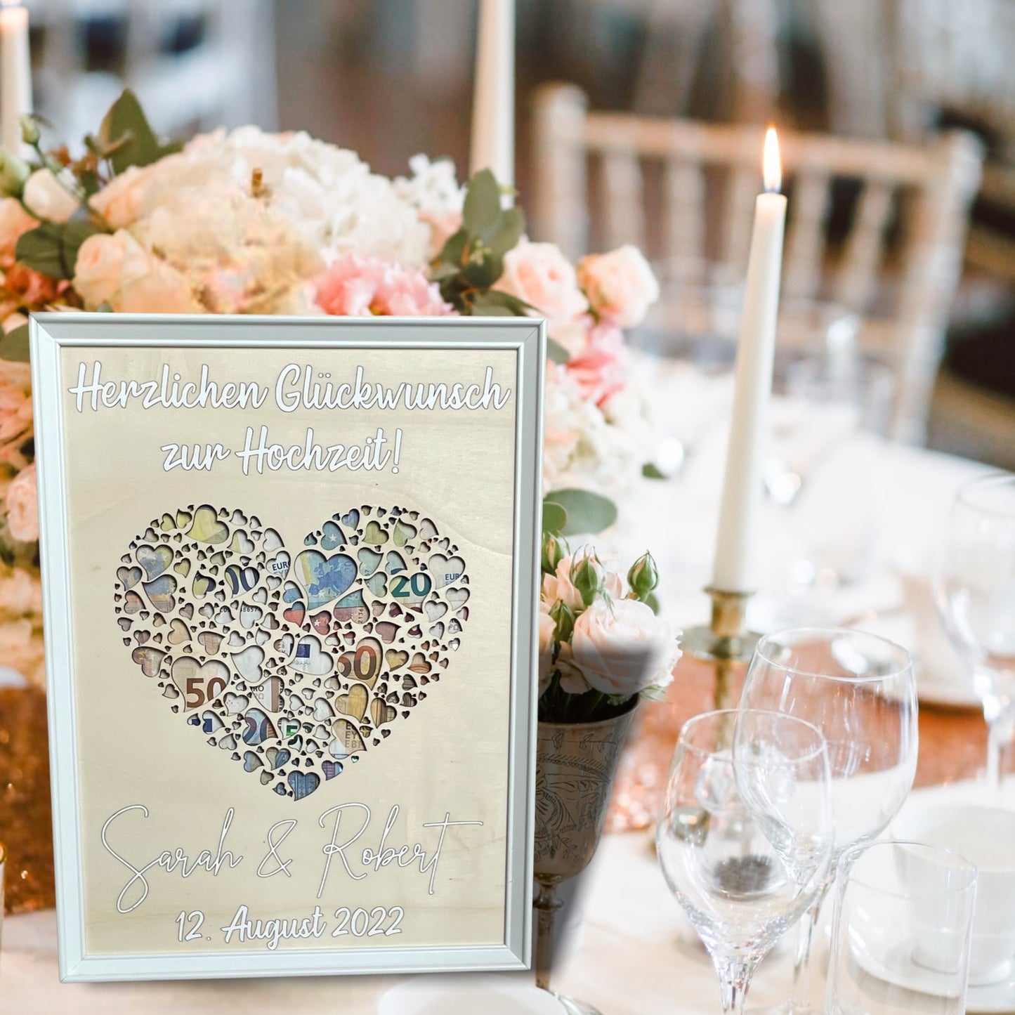 Geldgeschenk zur Hochzeit - personalisiert mit Namen und Datum