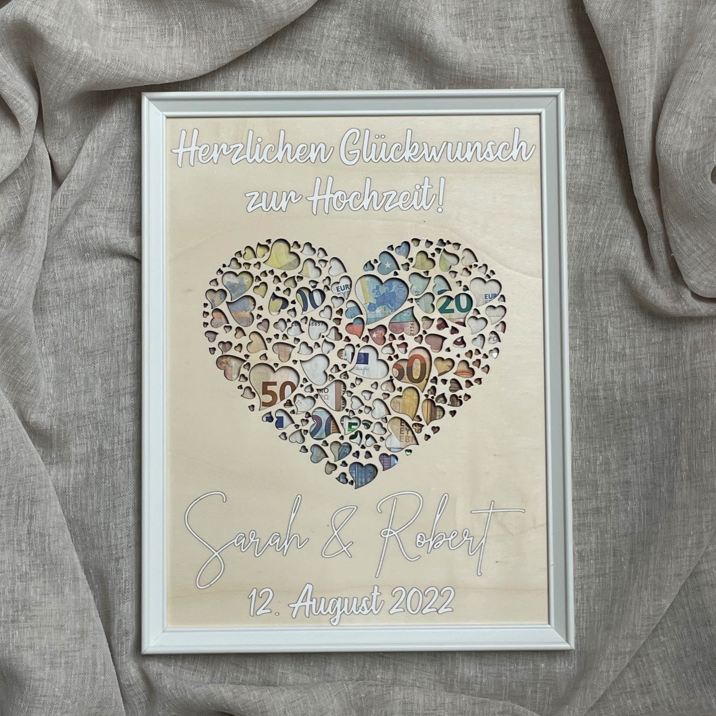 Geldgeschenk zur Hochzeit - personalisiert mit Namen und Datum
