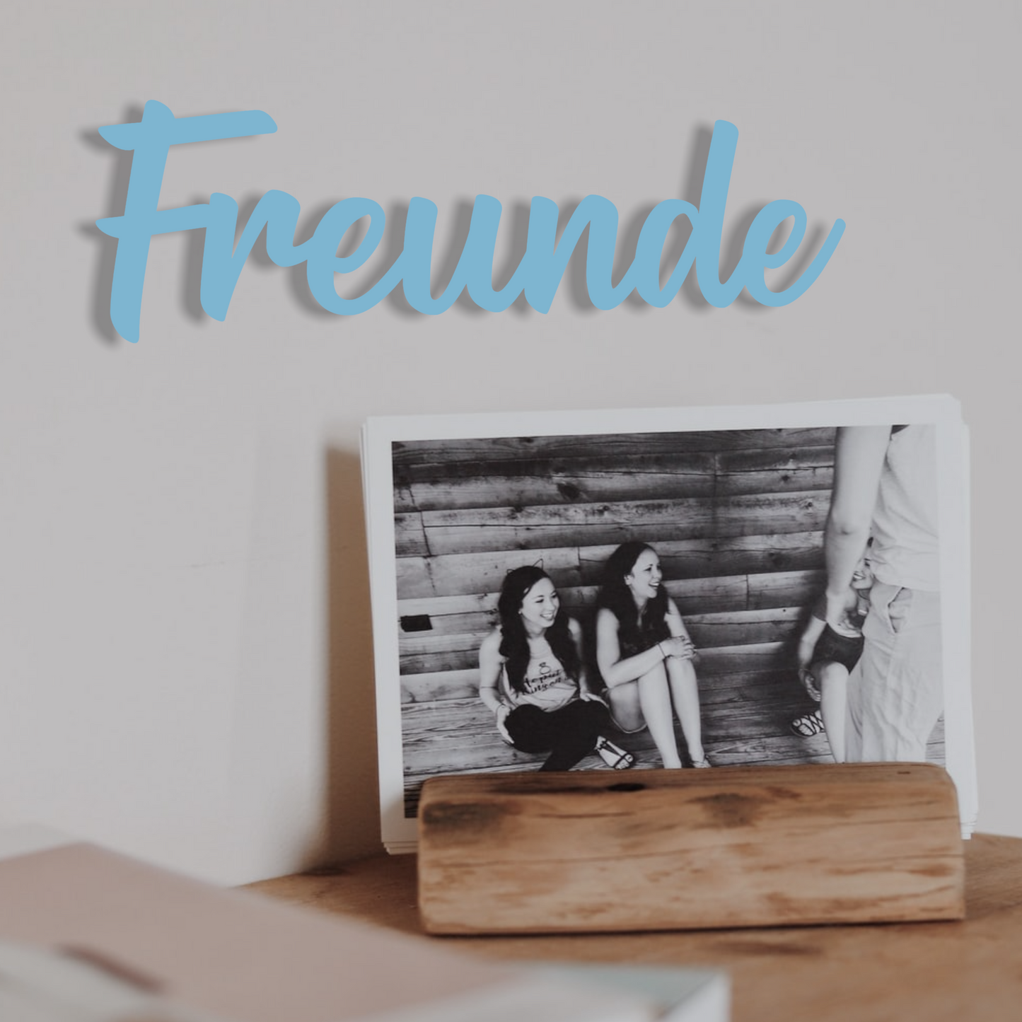 Schriftzug Freunde aus Holz in verschiedenen Farben und 6 Schriftarten