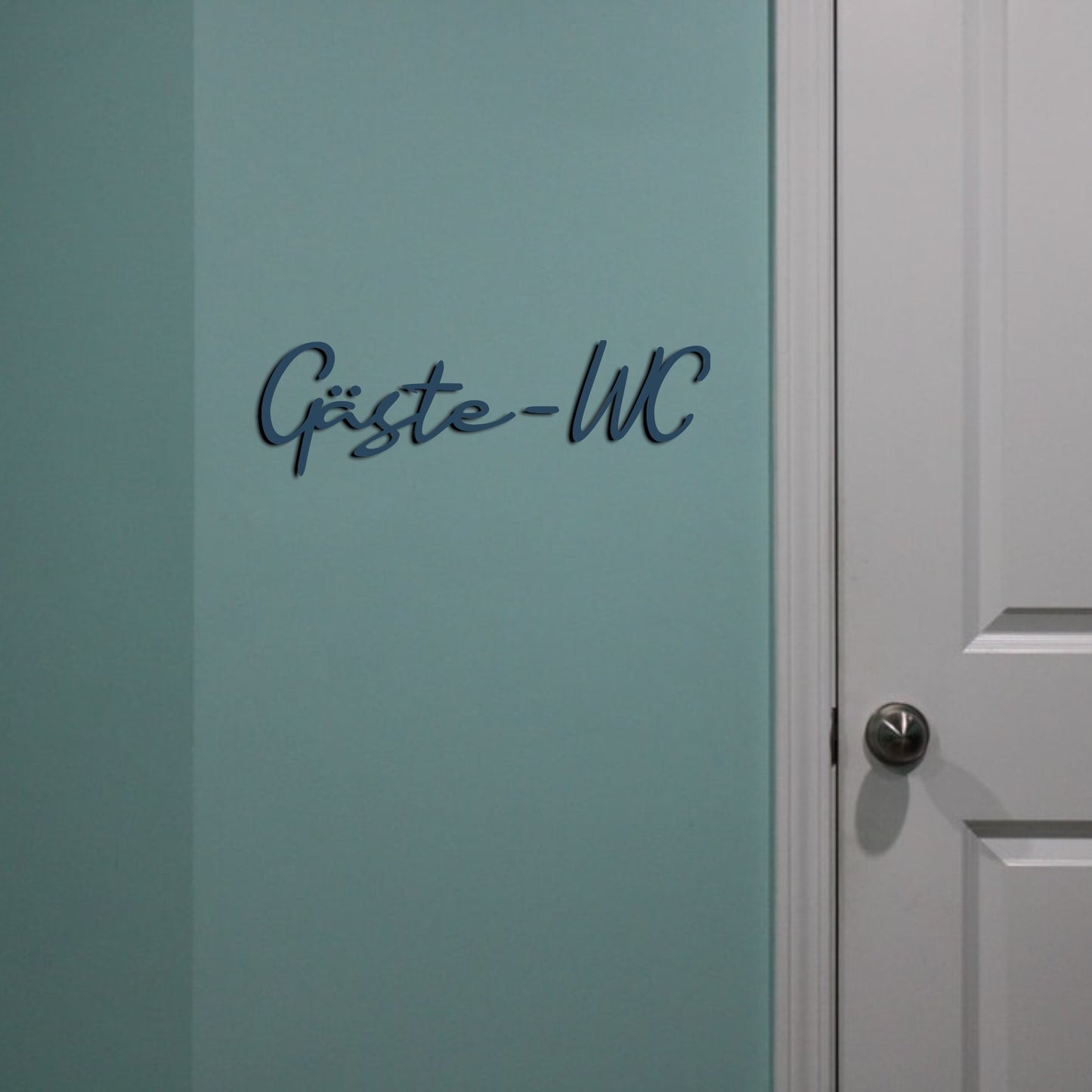 Schriftzug Gäste-WC aus Holz in verschiedenen Farben und 6 Schriftarten