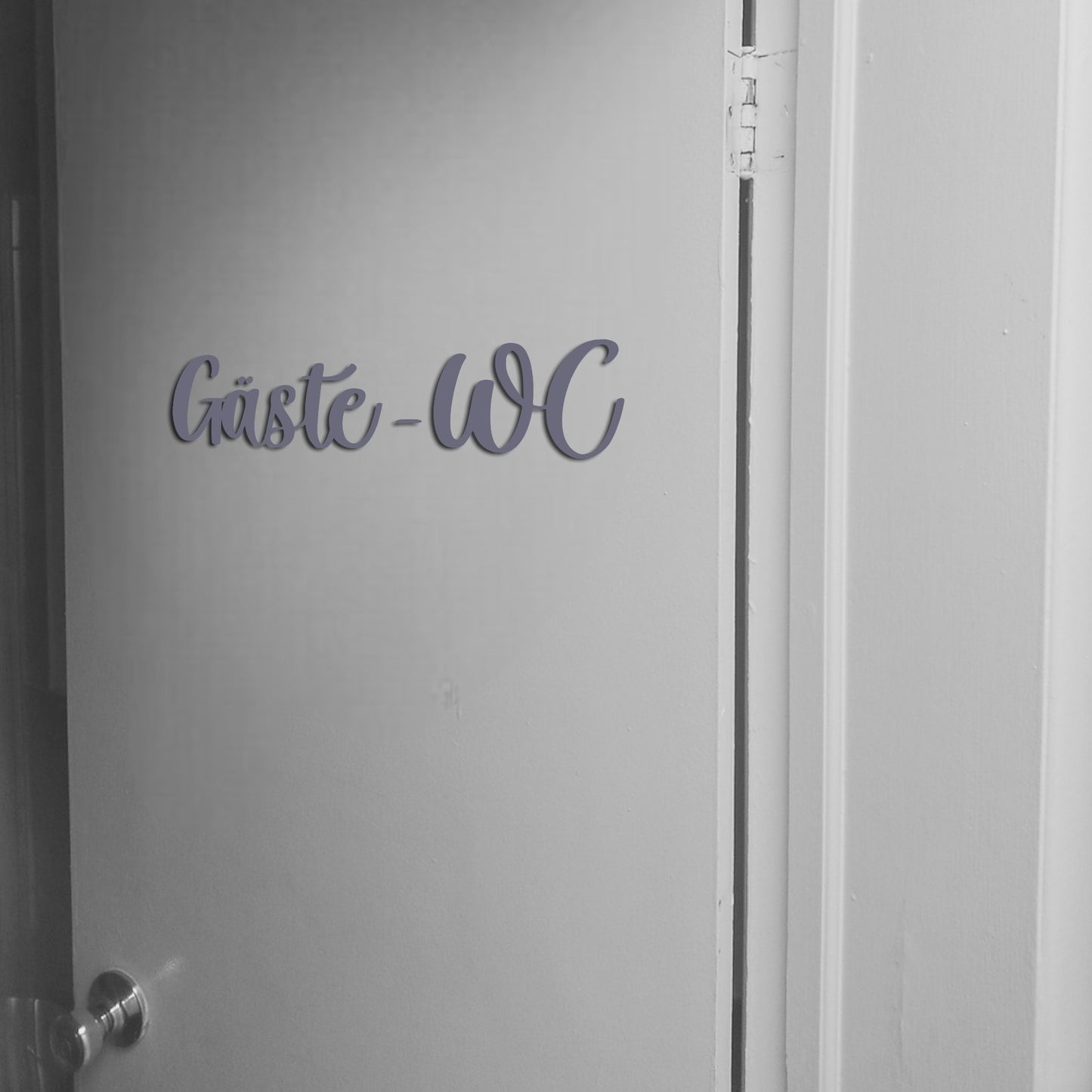 Schriftzug Gäste-WC aus Holz in verschiedenen Farben und 6 Schriftarten