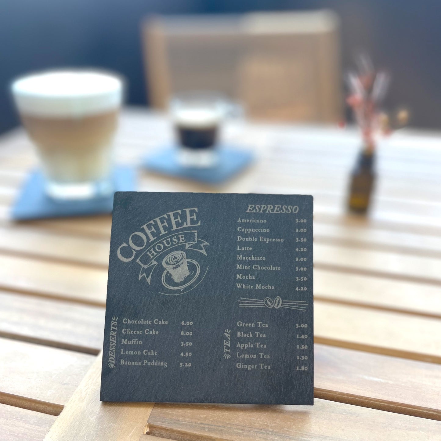 Untersetzer für Restaurant, Café oder Bar - personalisiert mit deinem Wunschtext und Logo