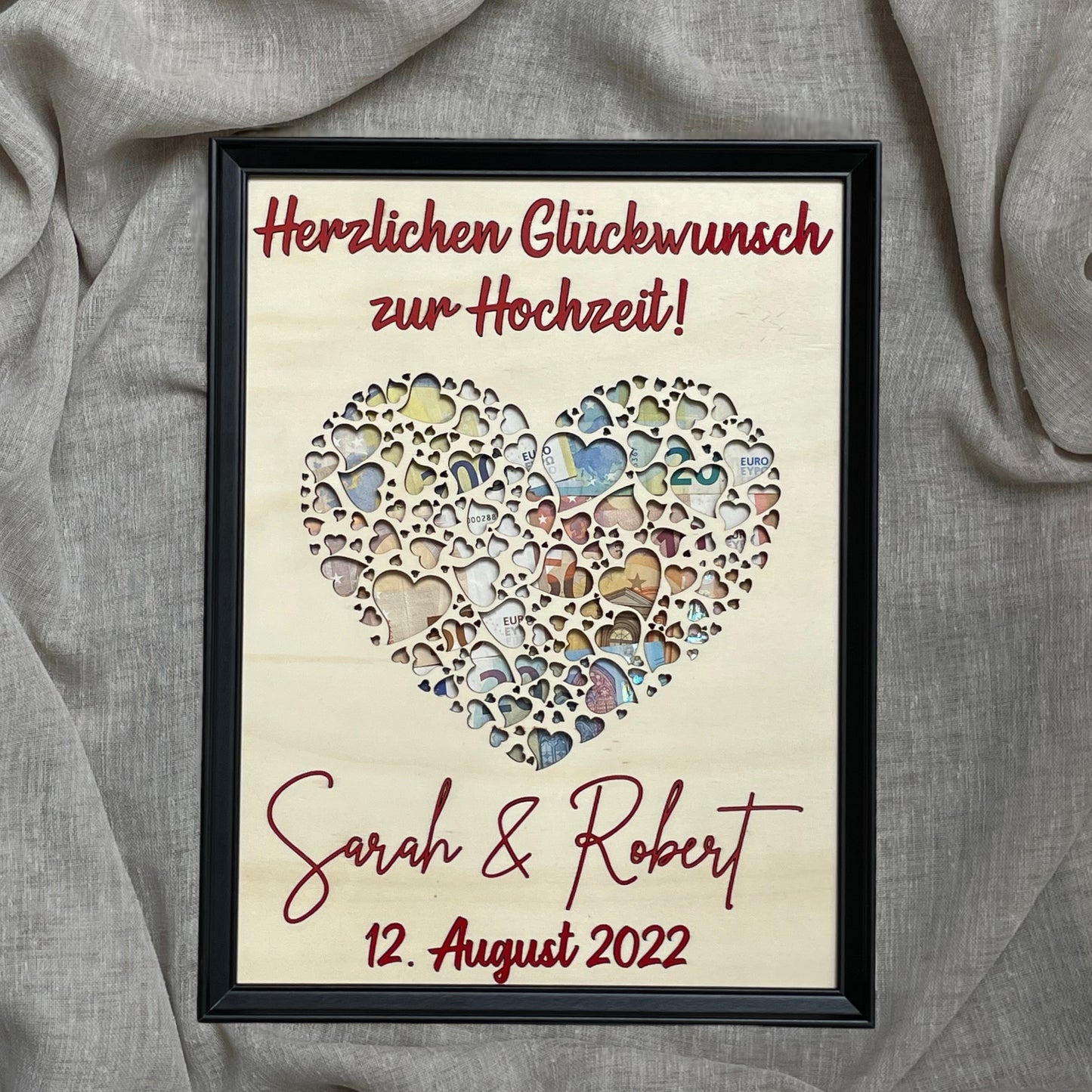 Geldgeschenk zur Hochzeit - personalisiert mit Namen und Datum