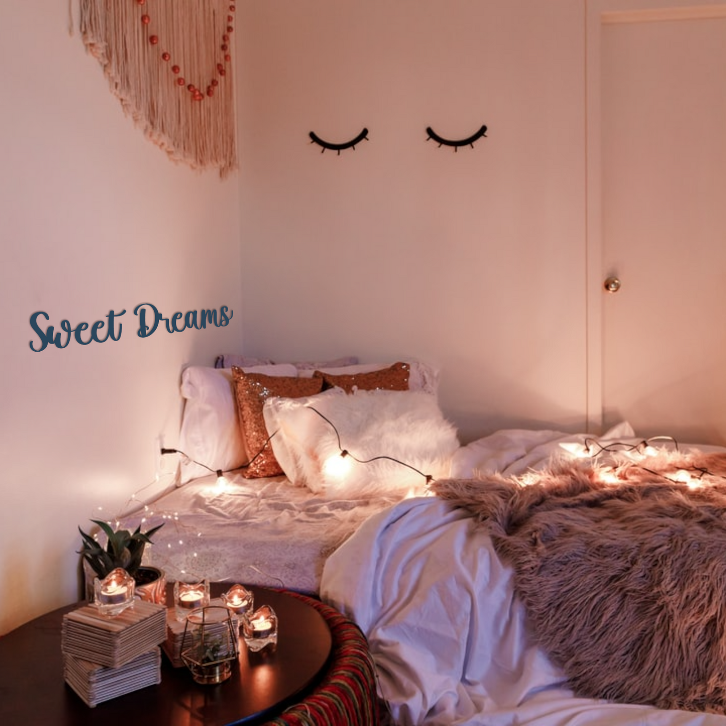 Schriftzug Sweet Dreams aus Holz in verschiedenen Farben und 6 Schriftarten